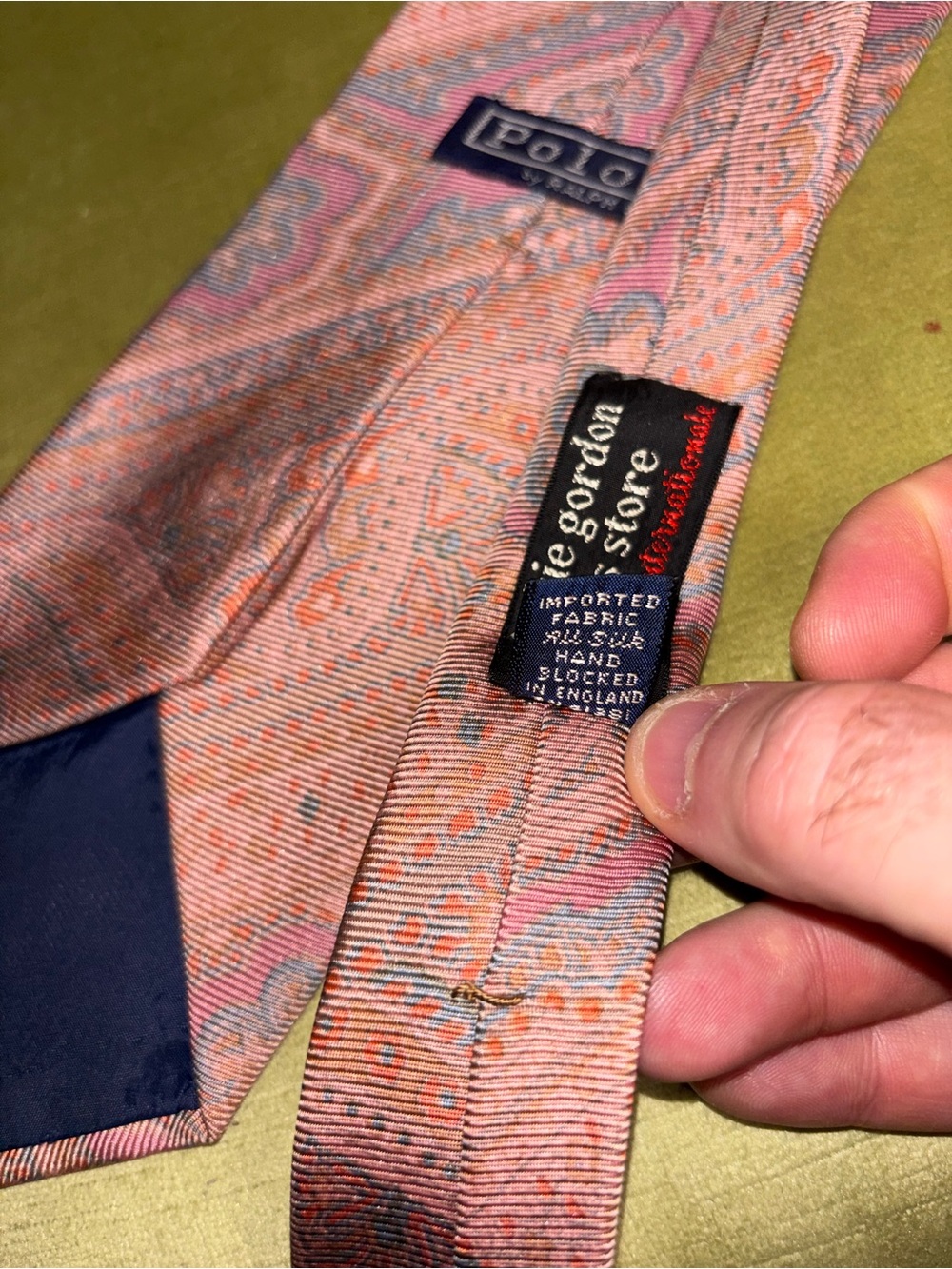 Polo by Ralph Lauren Pink Paisley Silk Tie - Picture 5 of 6